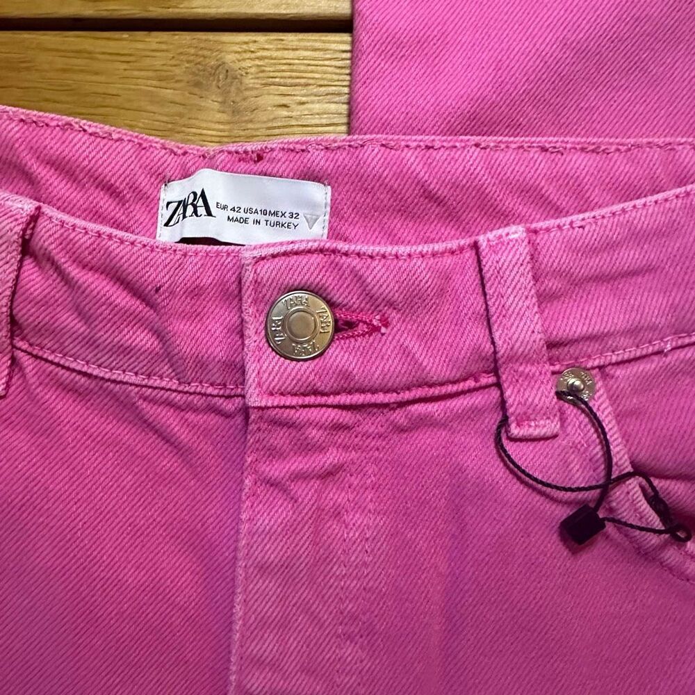 Zara wide leg pink jeans women’s 10 - Picture 5 of 7